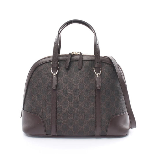 Gucci Nice Micro Guccissima Dark Brown PVC Leather 2-Way Handbag with Shoulder Strap