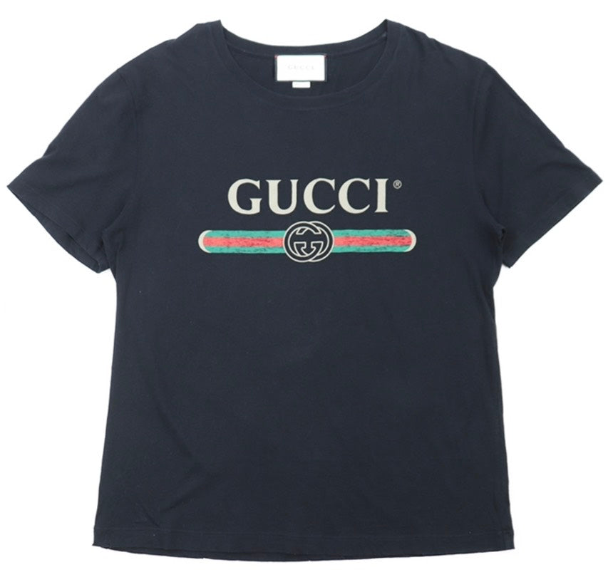 Gucci Black Logo Print Short Sleeve T-Shirt Size F