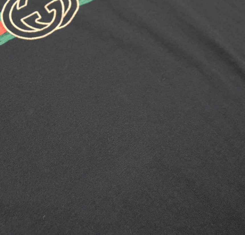 Gucci Black Logo Print Short Sleeve T-Shirt Size F