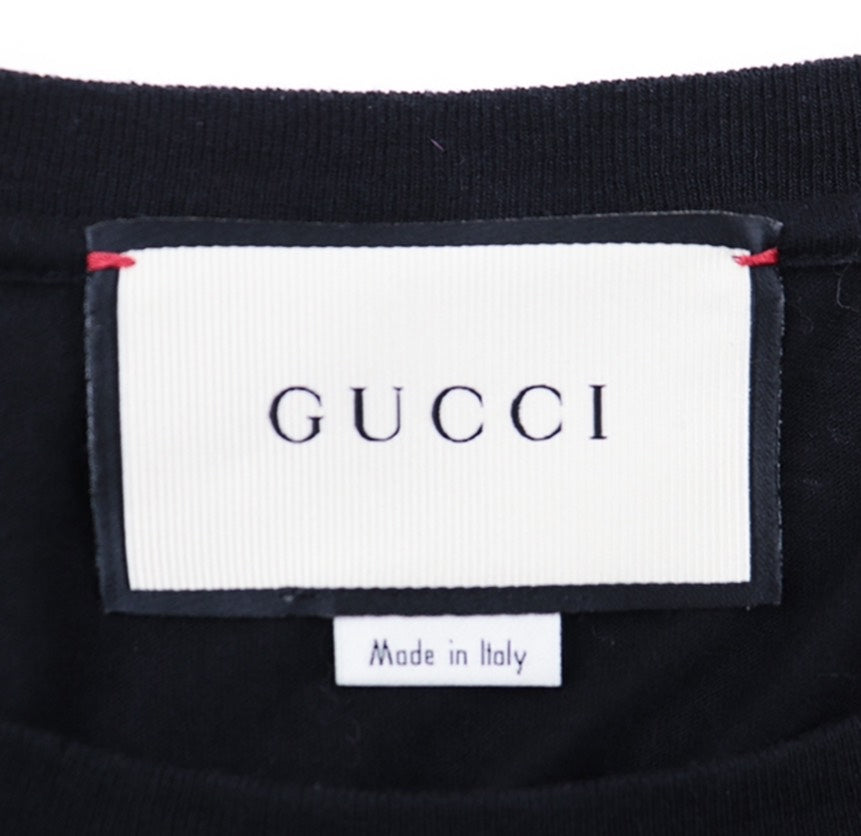 Gucci Black Logo Print Short Sleeve T-Shirt Size F