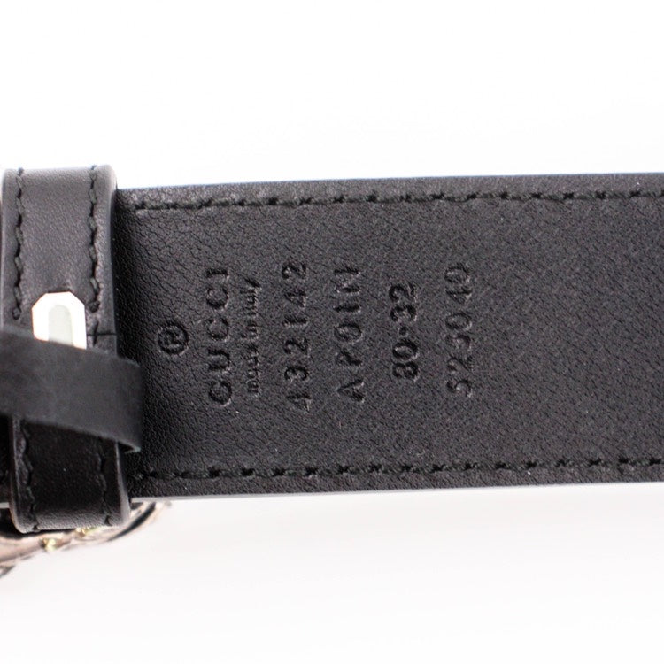 Gucci Black Leather Belt with Crystal Buckle 80cm 32inch