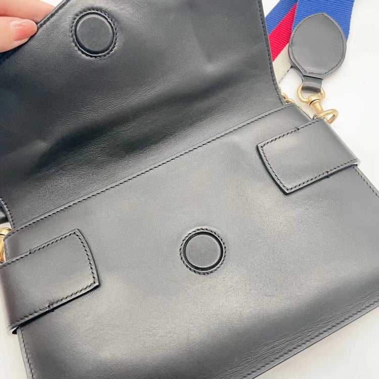 Gucci Black Leather Belt Bum Bag With Tiger Head Detail and Chain Strap