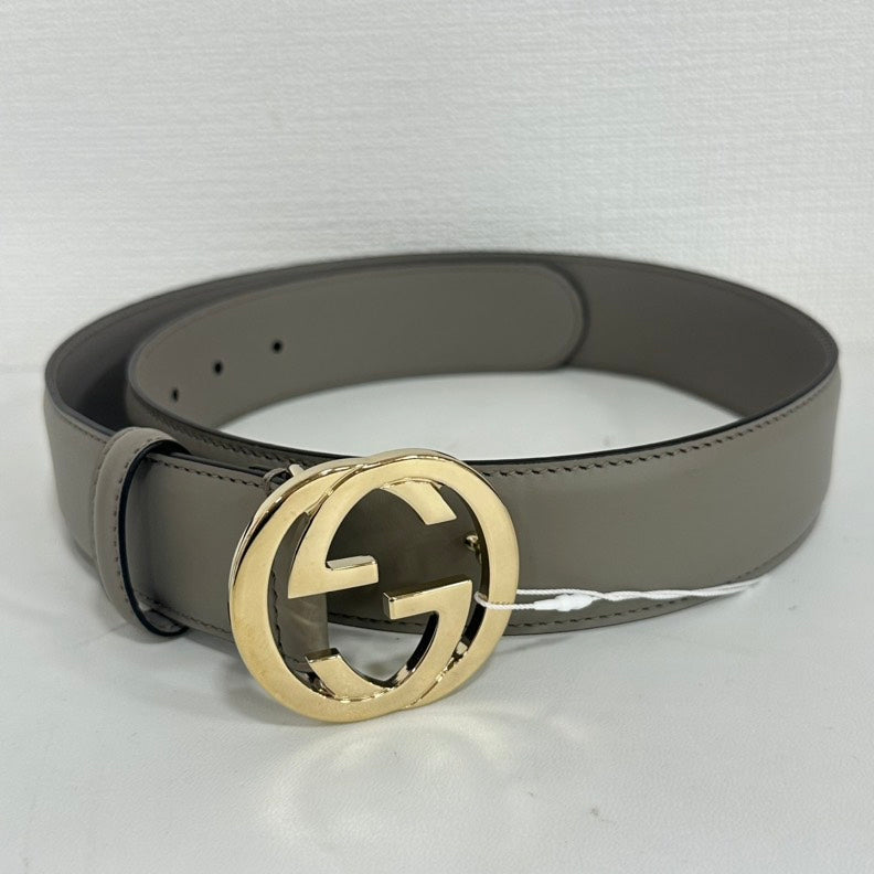 Gucci Interlocking G Leather Belt Taupe Gold Buckle 27.5-31.5ÃƒÂ¢Ã¢â€šÂ¬Ã‚Â 70-80cm