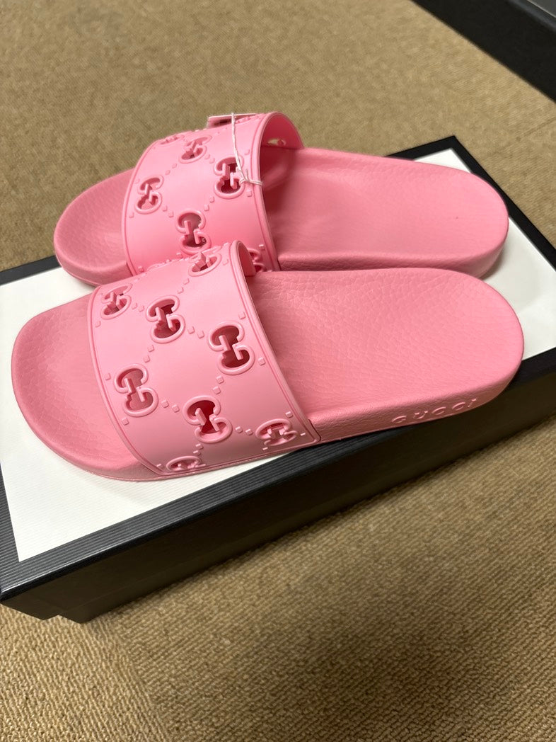 Gucci Pink GG Rubber Sandals Size 24cm