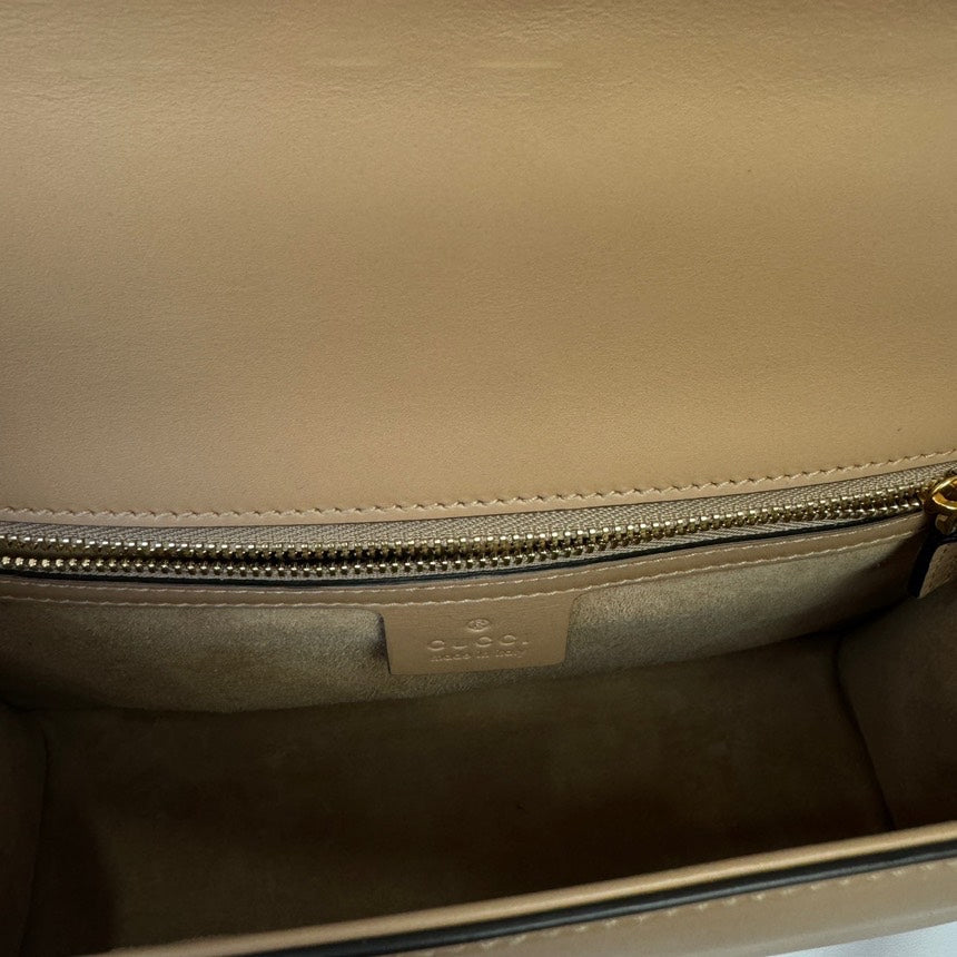 Gucci Sylvie Beige Leather Shoulder Bag 25cm