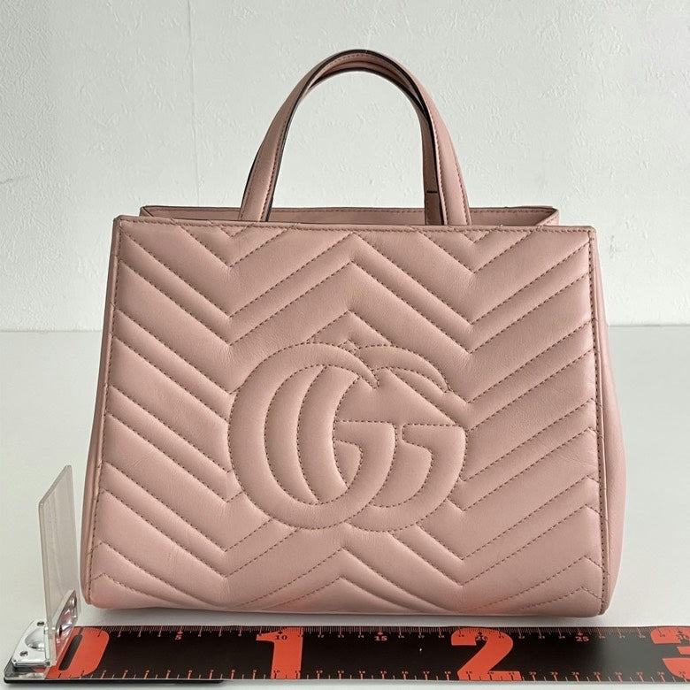 Gucci GG Marmont Matelasse Leather Small Tote Bag Pink