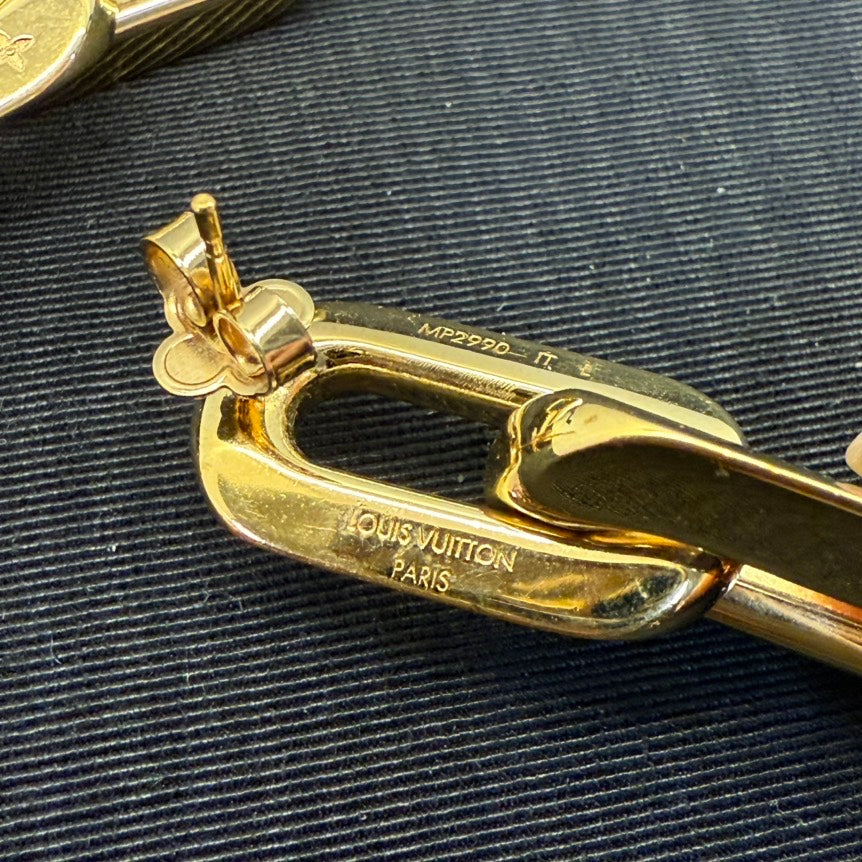 Louis Vuitton Chain Post Gold Tone Earrings