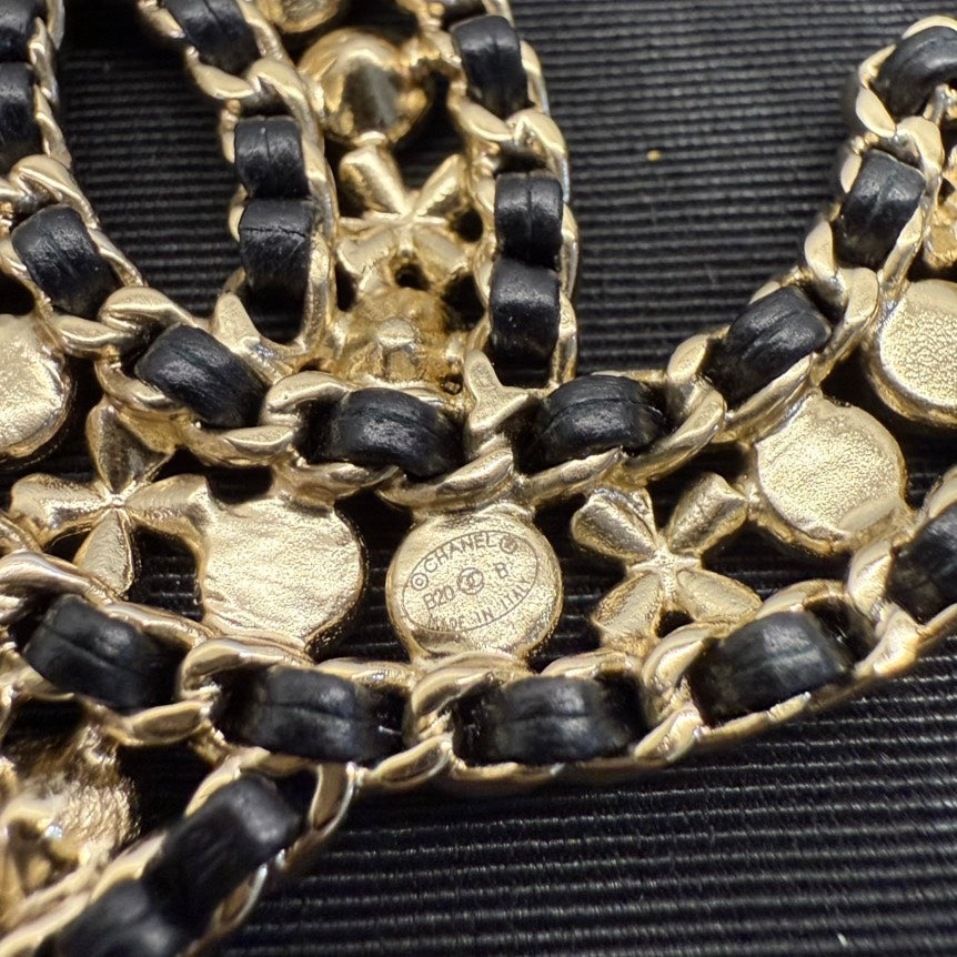 Chanel Coco Gold Black Pearl Crystal Brooch