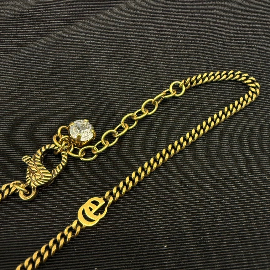 Gucci GG Marmont Rhinestone Necklace Gold 43-48cm