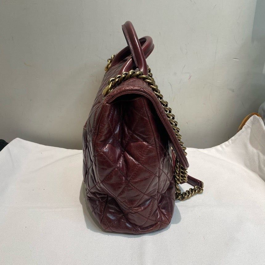Chanel Burgundy Quilted Leather Large Flap Bag