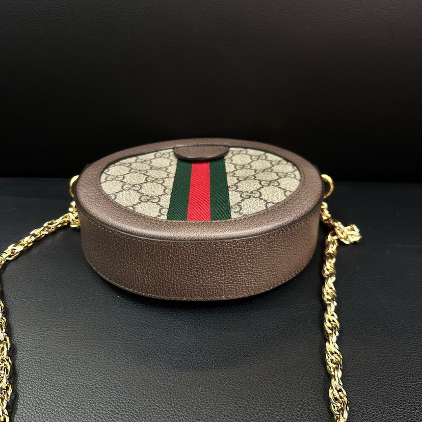 Gucci Monogram Canvas Brown Round Cake Bag 18cm