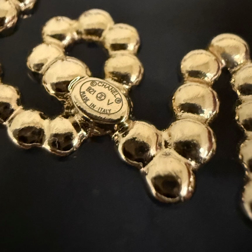 Chanel Pearl Rhinestone Brooch Gold Large