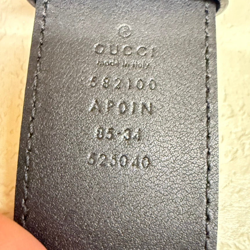 Gucci GG Rhinestone Black Leather Belt 85/34