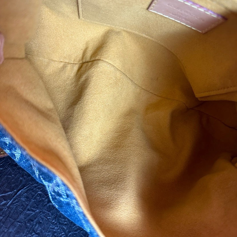 Louis Vuitton Denim Yuanbao Handbag Blue 27cm