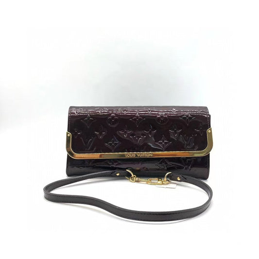 Louis Vuitton Patent Leather Crossbody Bag Burgundy Medium