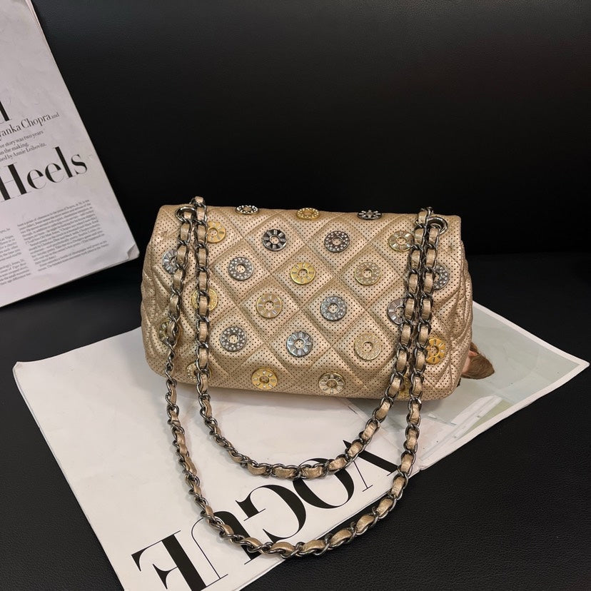 Chanel CF Bag Champagne Gold Limited Badge Edition Quilted