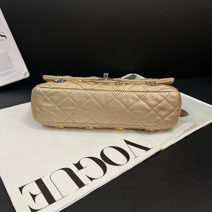 Chanel CF Bag Champagne Gold Limited Badge Edition Quilted
