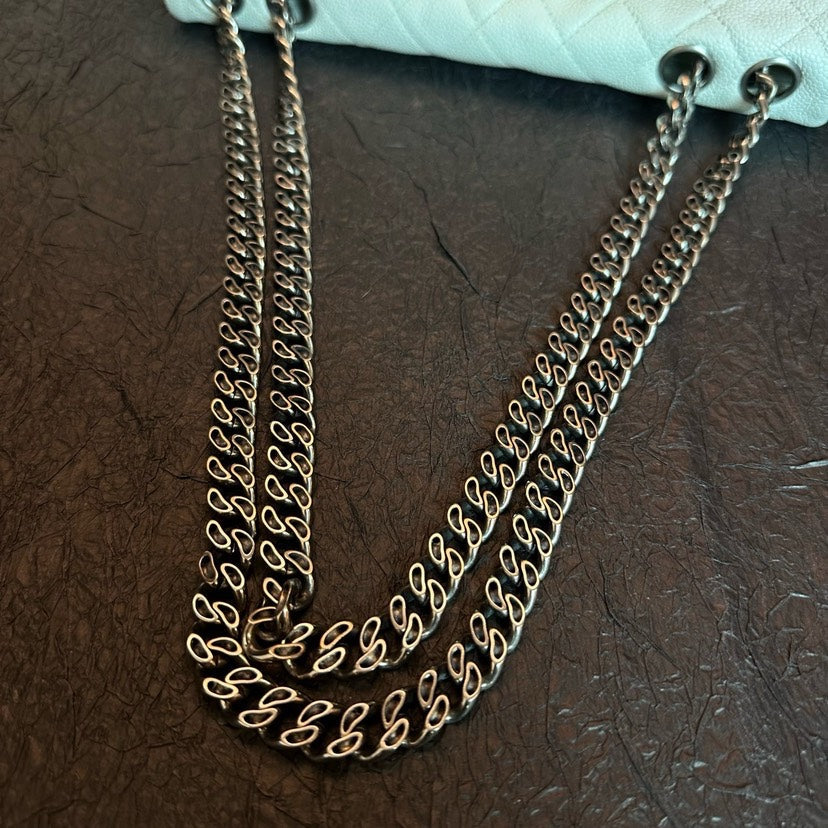 Chanel White 2.55 Litchi Grain Baguette Bag