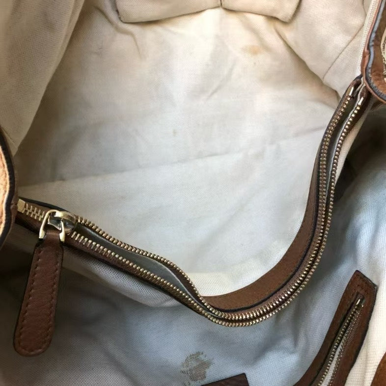 Gucci Tote Bag Beige Brown