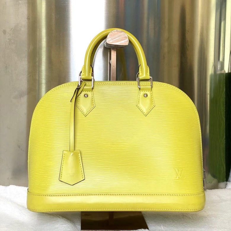 Louis Vuitton Alma Yellow Leather Bag Medium Size