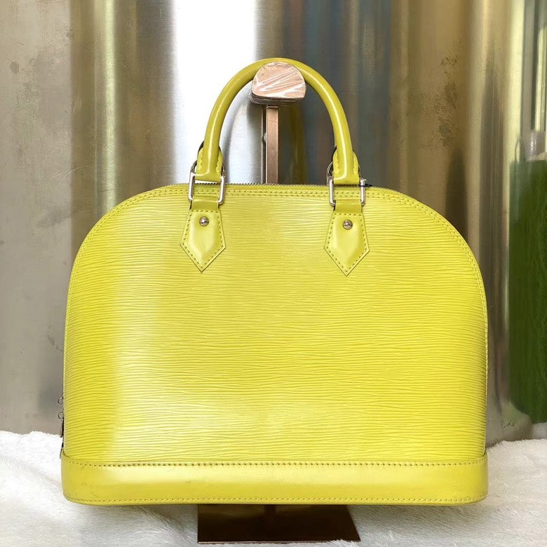 Louis Vuitton Alma Yellow Leather Bag Medium Size