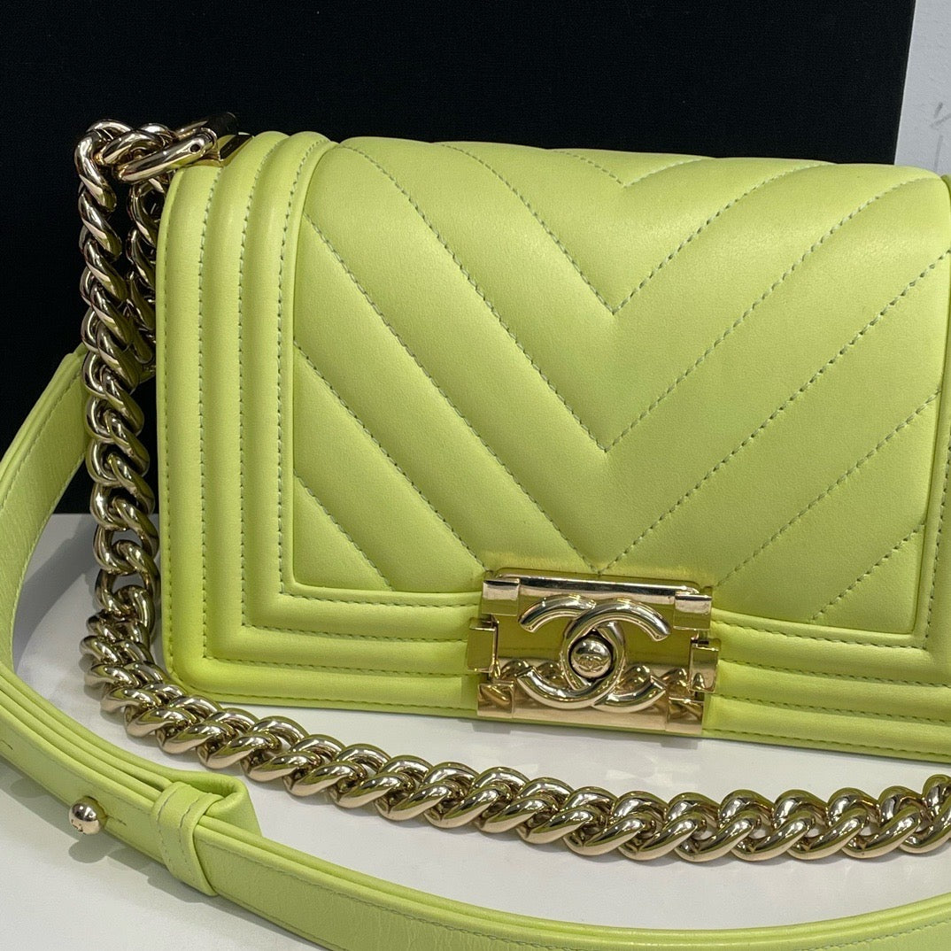 Chanel Boy Bag Small Lime Green Lambskin