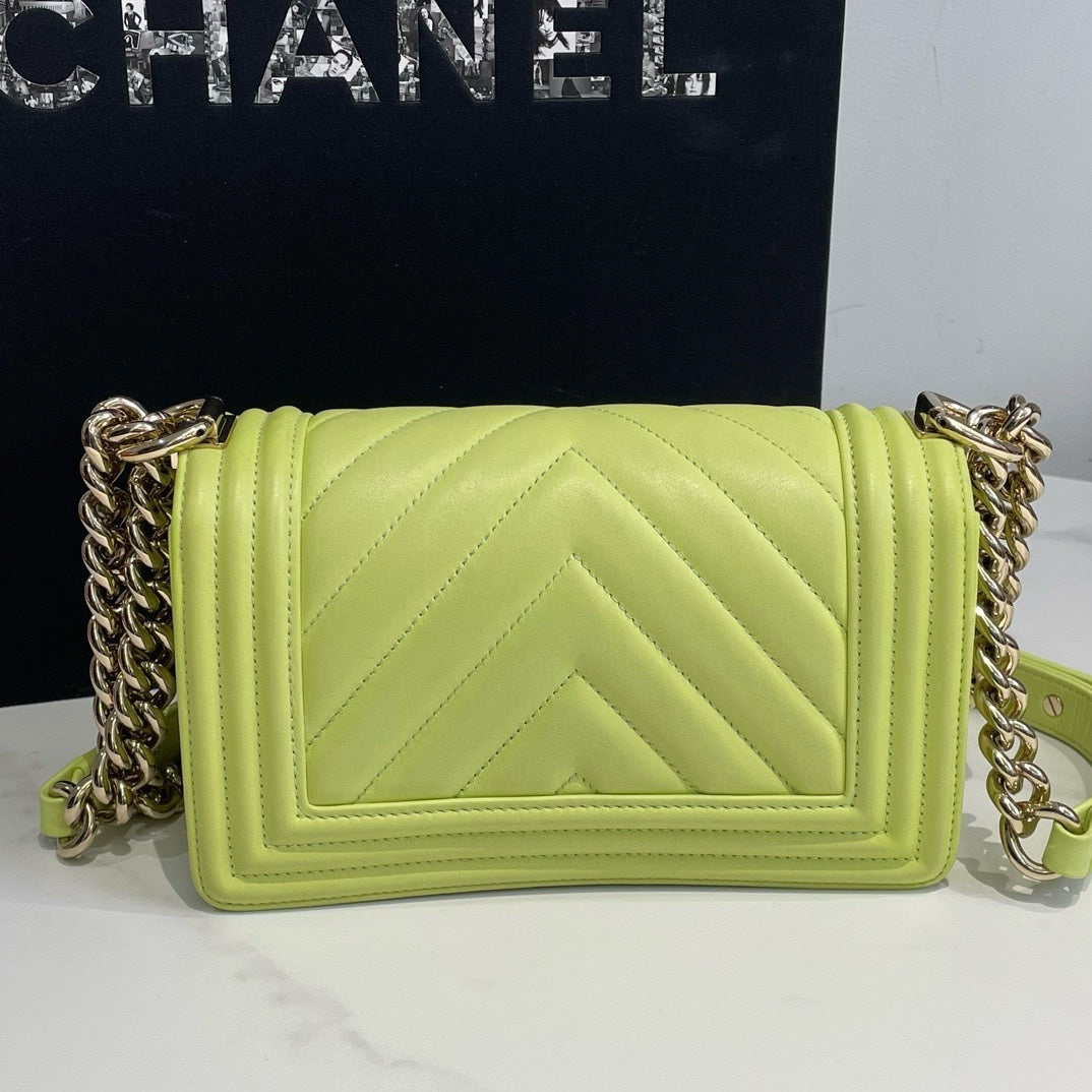 Chanel Boy Bag Small Lime Green Lambskin
