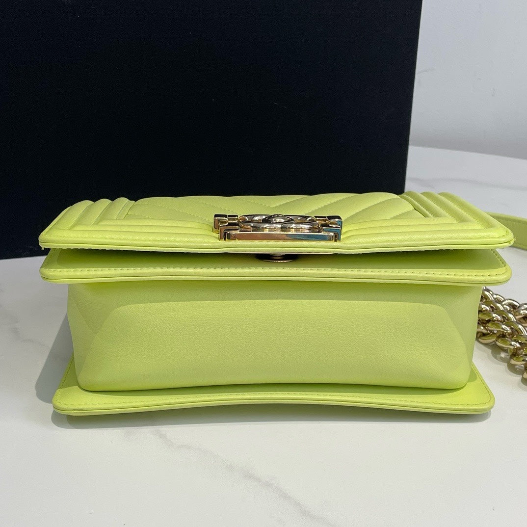 Chanel Boy Bag Small Lime Green Lambskin
