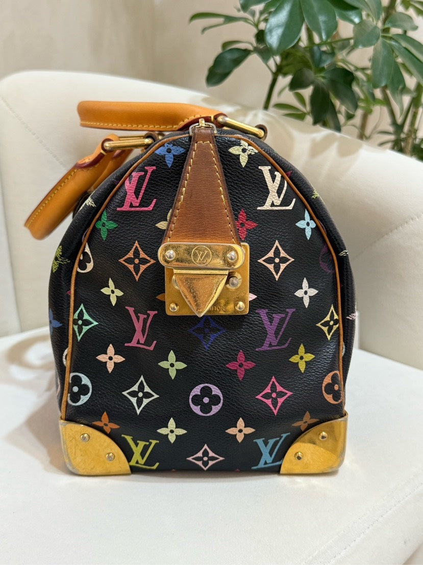 Louis Vuitton Multicolor Monogram Canvas Black Speedy 30 Handbag