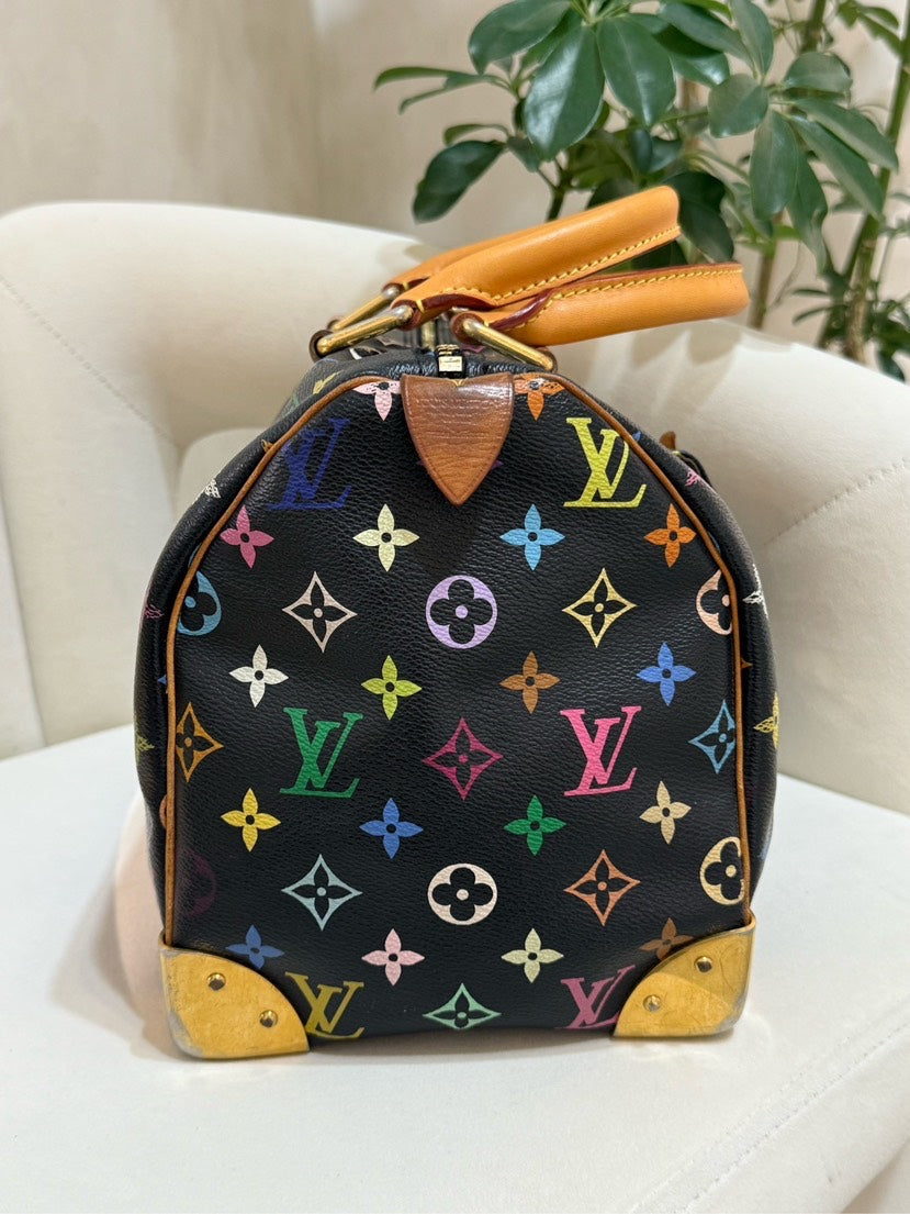 Louis Vuitton Multicolor Monogram Canvas Black Speedy 30 Handbag