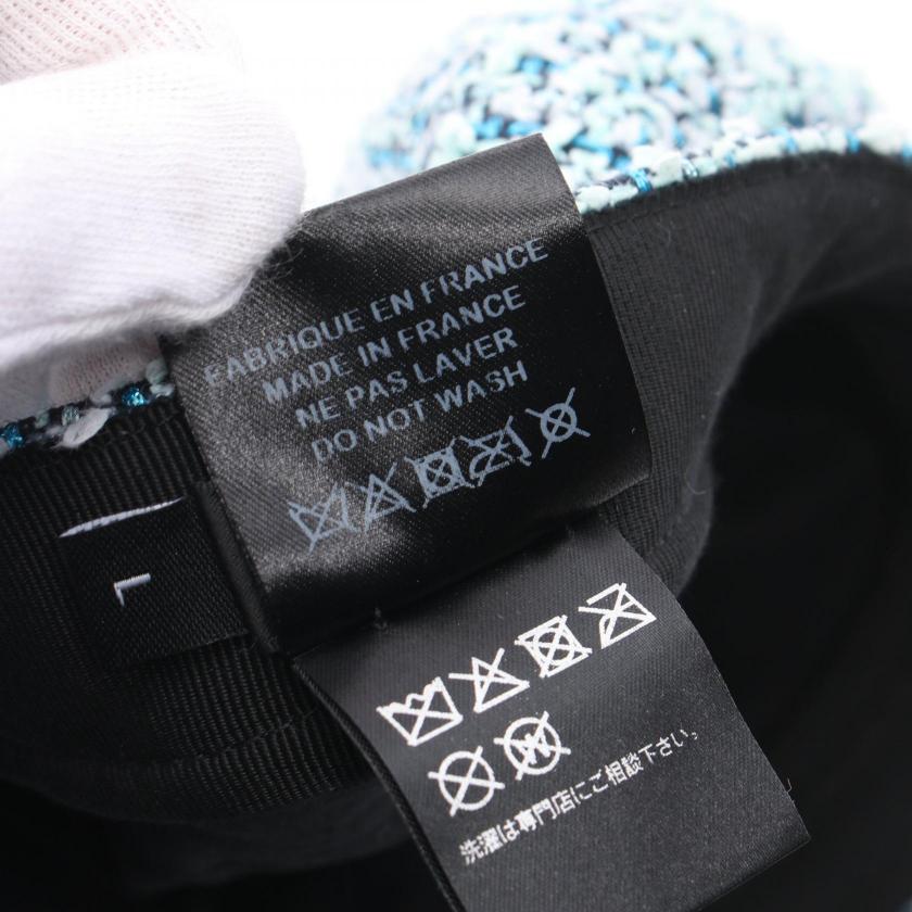 Chanel Coco Mark Tweed Casquette Hat Light Blue Multicolor Polyamide