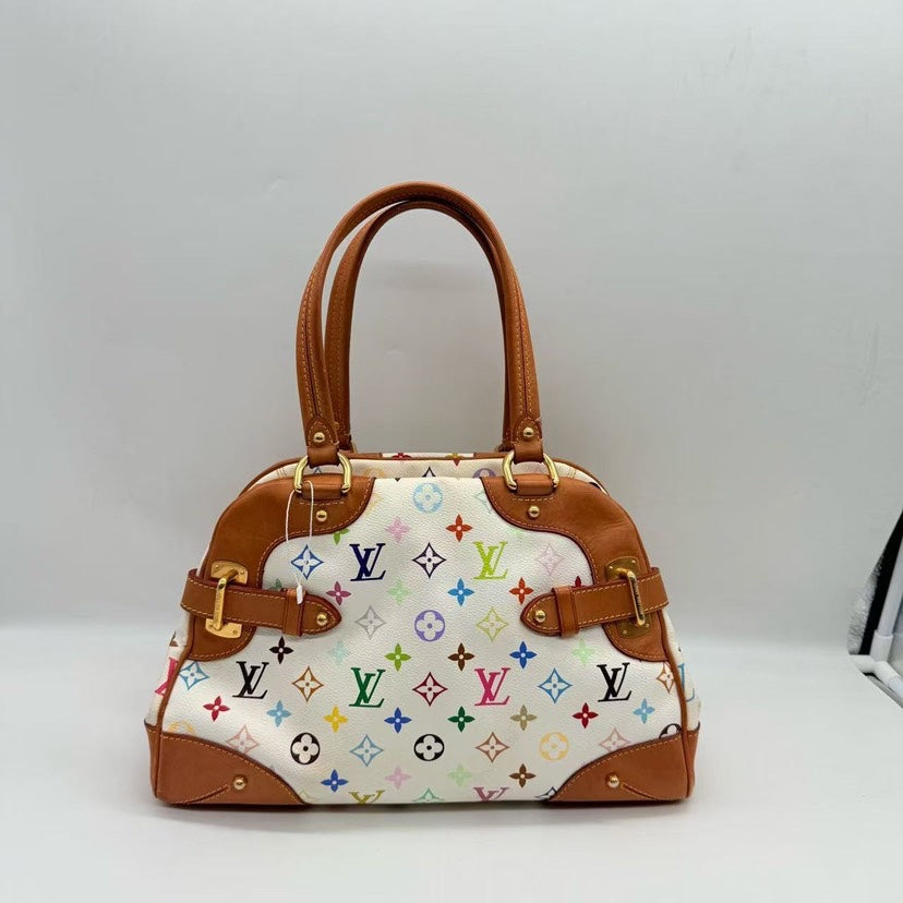 Louis Vuitton Monogram Multicolor Claudia White Tote Bag