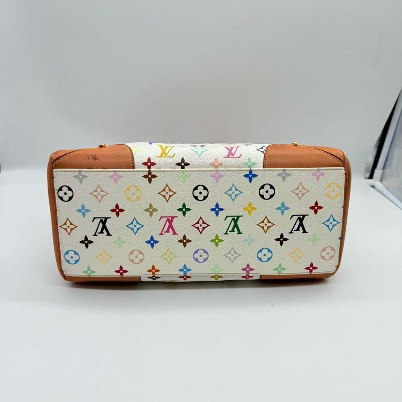 Louis Vuitton Monogram Multicolor Claudia White Tote Bag
