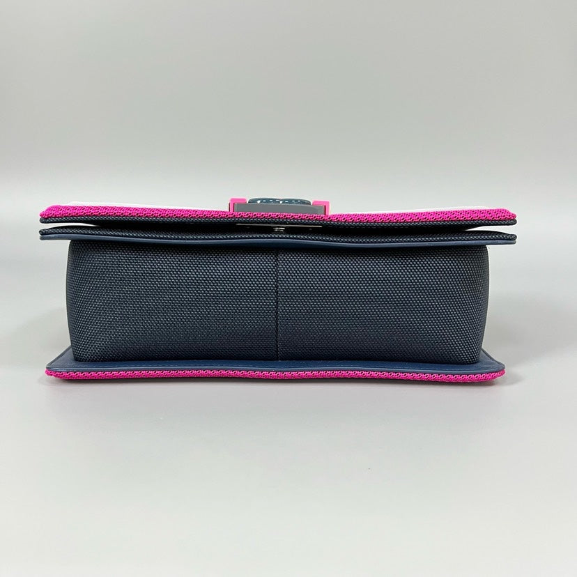 Chanel Leboy Medium Navy Pink Leather Bag 24x7x14.5cm