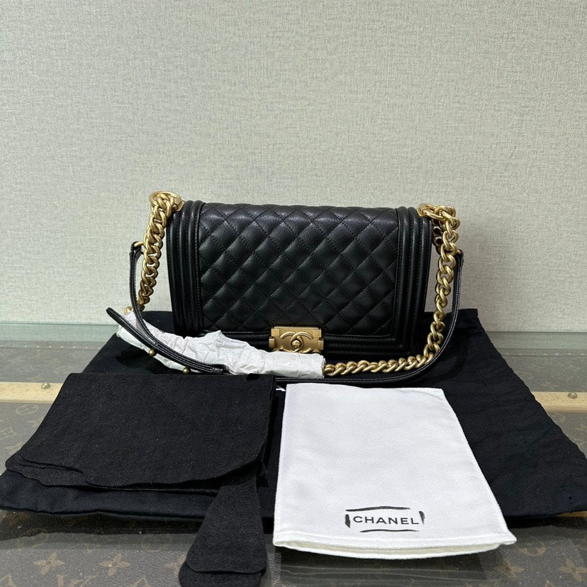 Chanel Leboy Medium Black Caviar Quilted Bag 25cm x 14.5cm x 8cm