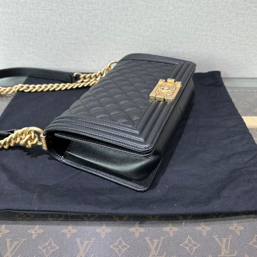 Chanel Leboy Medium Black Caviar Quilted Bag 25cm x 14.5cm x 8cm