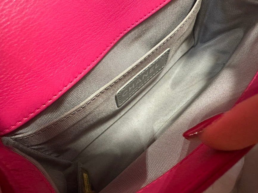 Chanel Rose Pink Small LeBoy Chain Crossbody Bag Silver Buckle