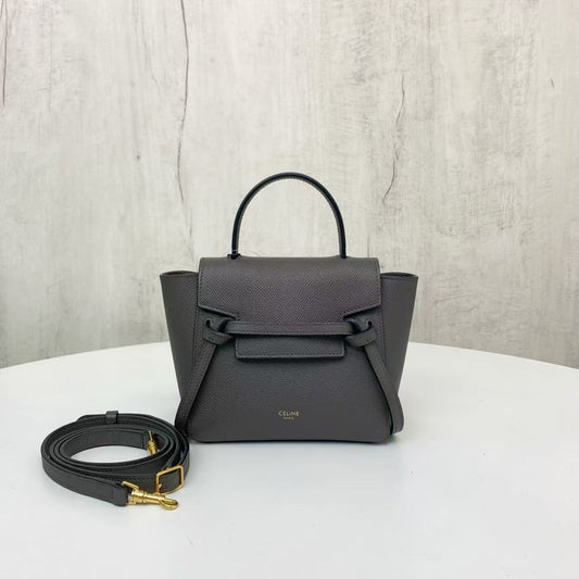 Celine Belt Bag Gray Leather Medium Two-Way