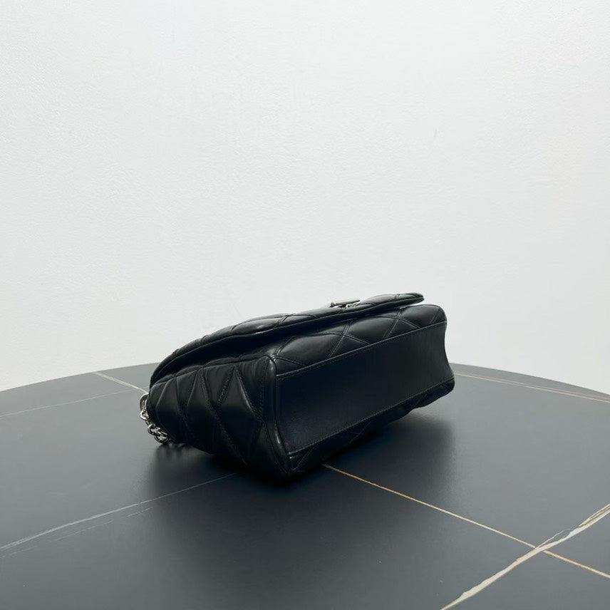 Louis Vuitton Malletage MM Black Leather Chain Bag