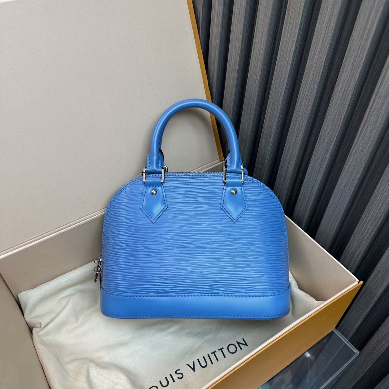 Louis Vuitton Alma BB Blue Epi Leather Handbag