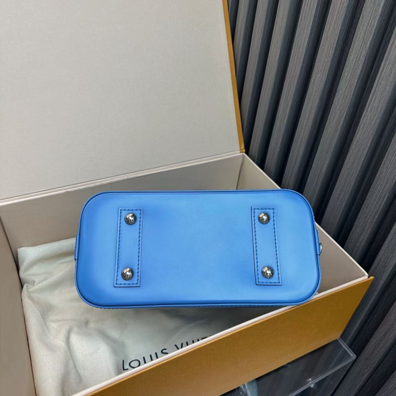Louis Vuitton Alma BB Blue Epi Leather Handbag