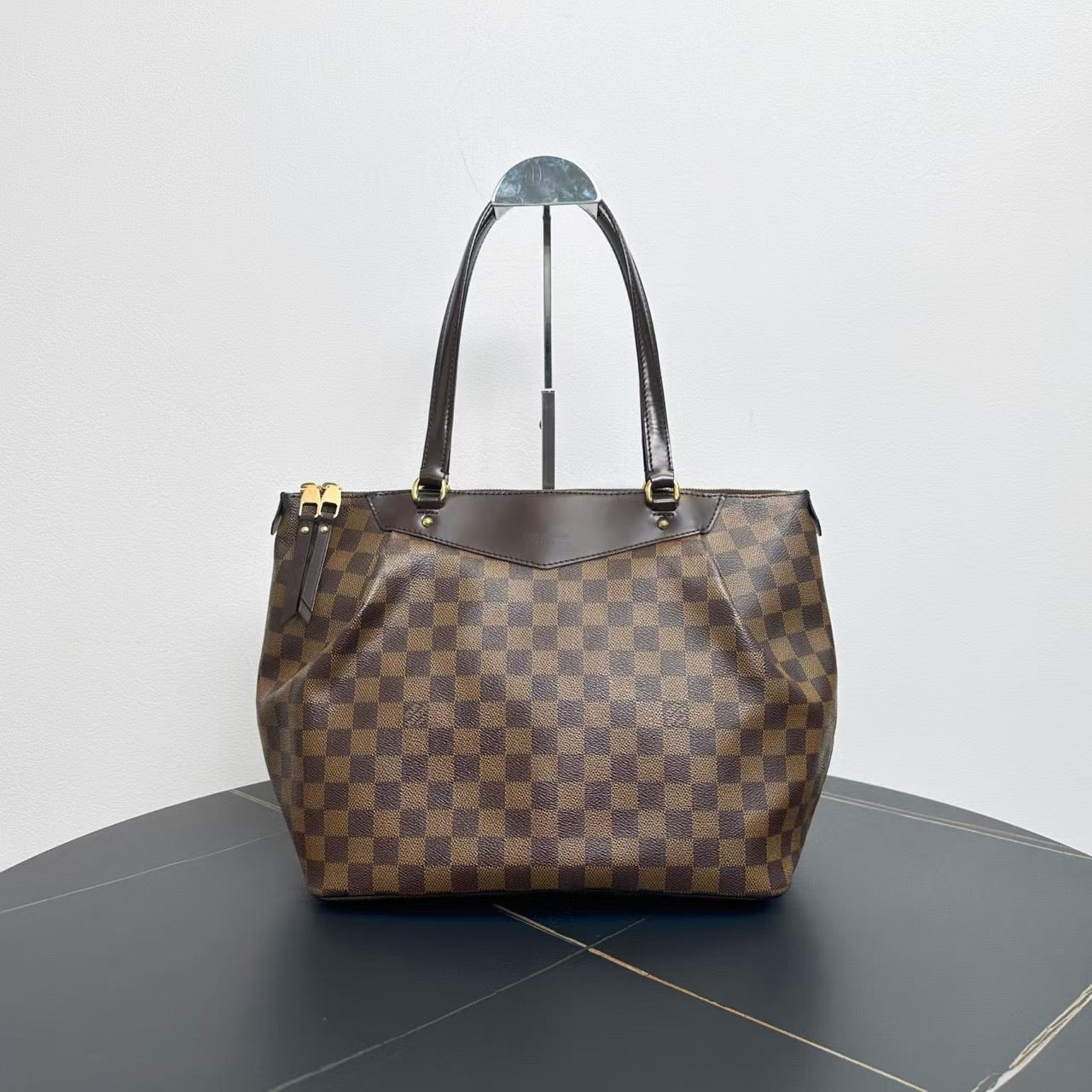 Louis Vuitton Damier Ebene Canvas Siena MM Tote Bag Brown
