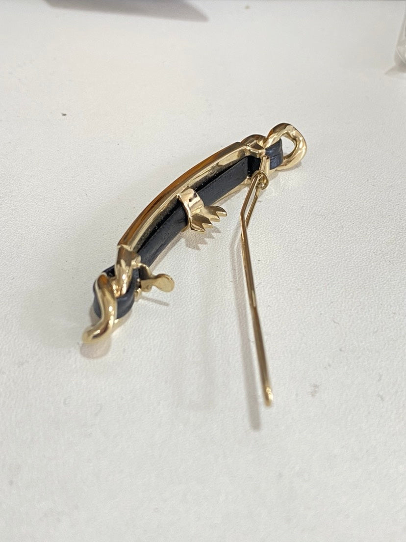 Chanel Gold Black Rhinestone Hair Clip