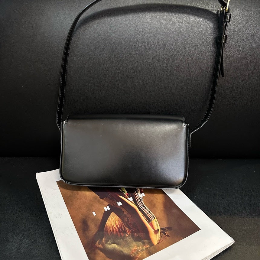 Celine Arc de Triomphe Black Gold Baguette Shoulder Bag 20cm
