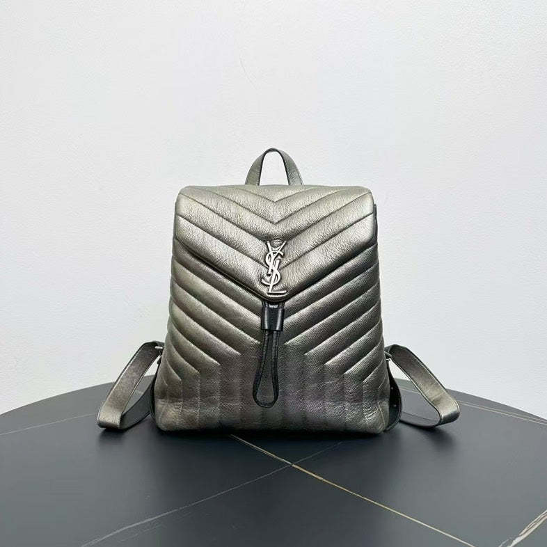 Yves Saint Laurent Loulou Bronze Leather Backpack Medium
