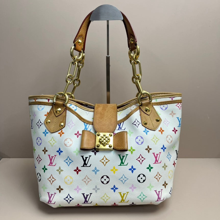 Louis Vuitton  Monogram Multicolor Annie MM White Tote Bag