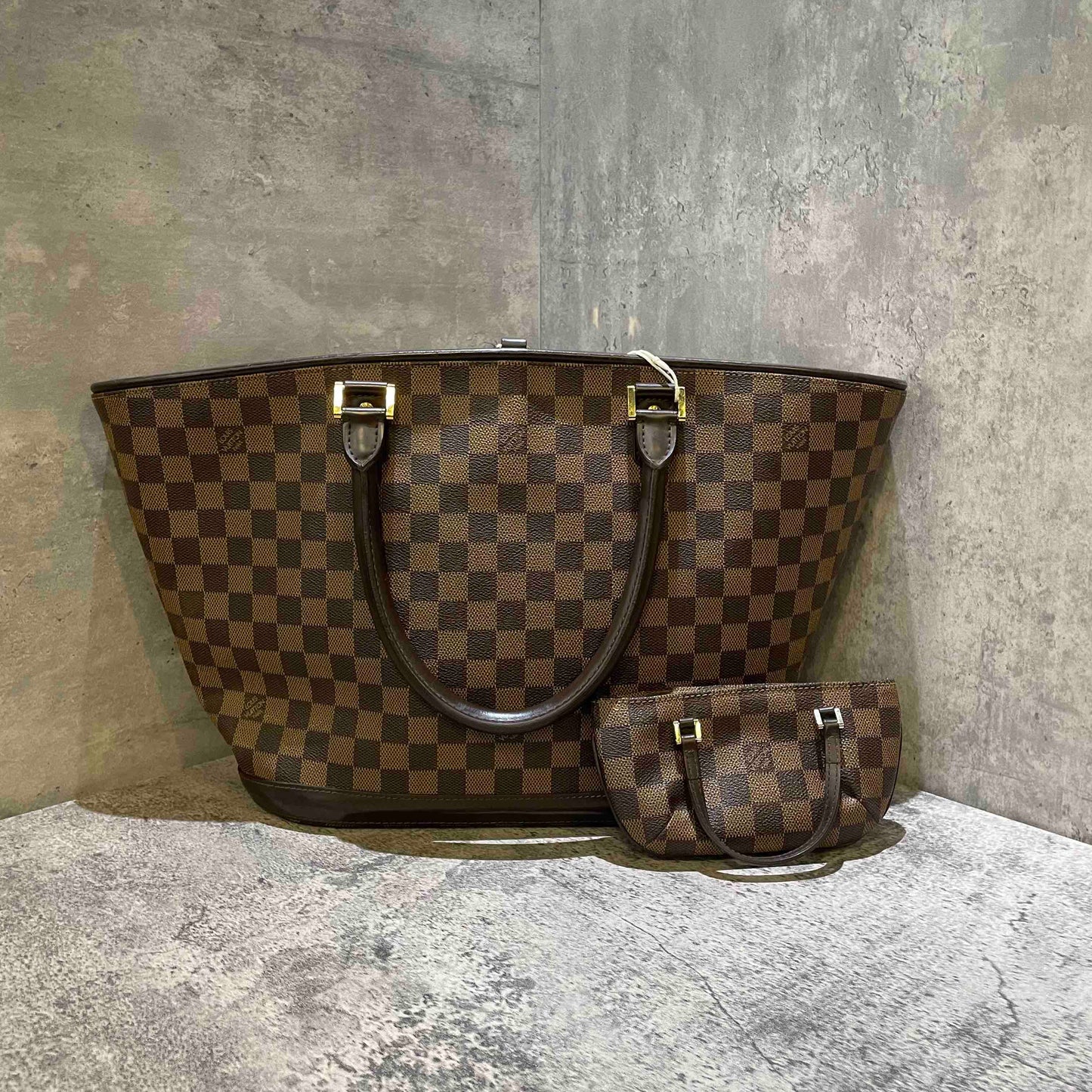 Louis Vuitton Damier Ebene Canvas Tote Bag Large