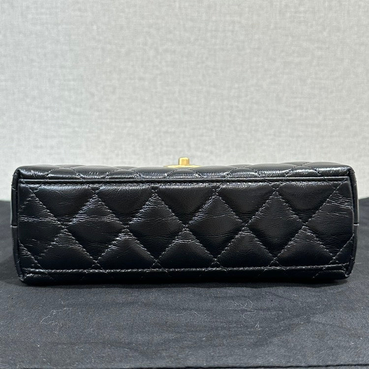 Chanel Kelly Mini Black Quilted Leather Handbag 19x13x7cm