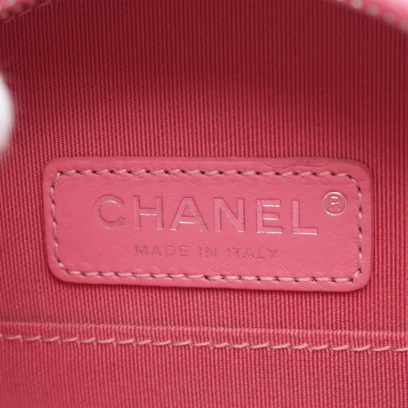 Chanel Coco Mark Round Pink Patent Leather Chain Handbag 2WAY Silver Hardware