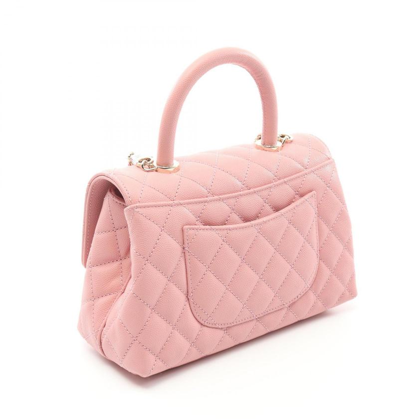 Chanel Coco Handle Pink Caviar Leather 2Way Flap Handbag Gold Hardware